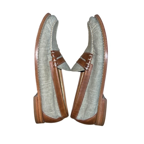 GH Bass Weejuns Mens 10.5 Penny Loafers Vachetta British Tan Canvas Leather